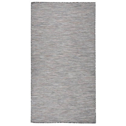 Buitenkleed Platgeweven 80 x 150 cm Bruin en blauw