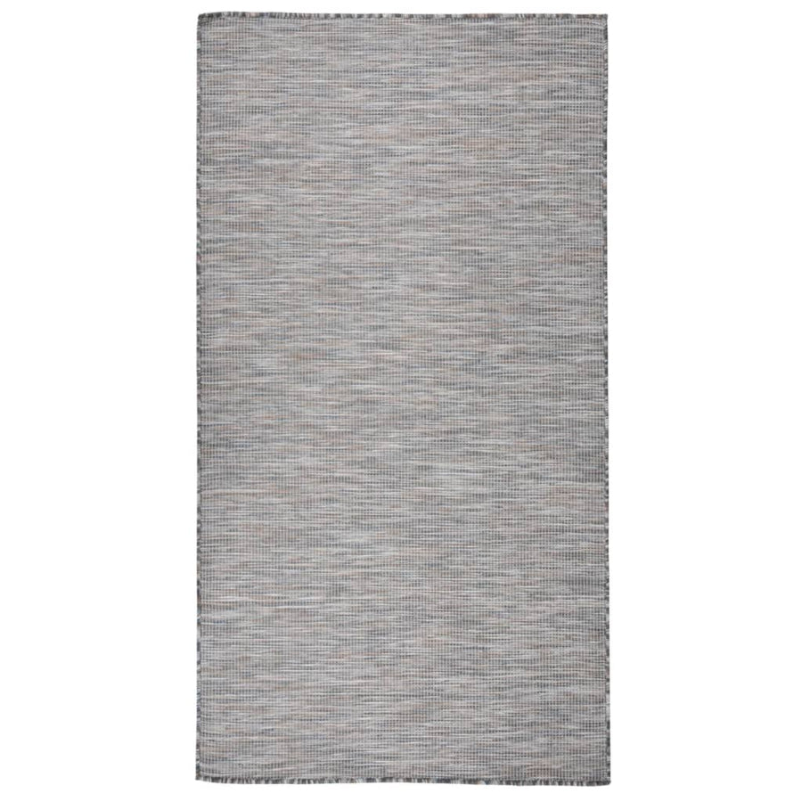 Buitenkleed Platgeweven 80 x 150 cm Bruin en blauw