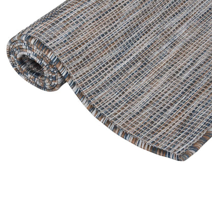 Buitenkleed Platgeweven 80 x 250 cm Bruin en blauw