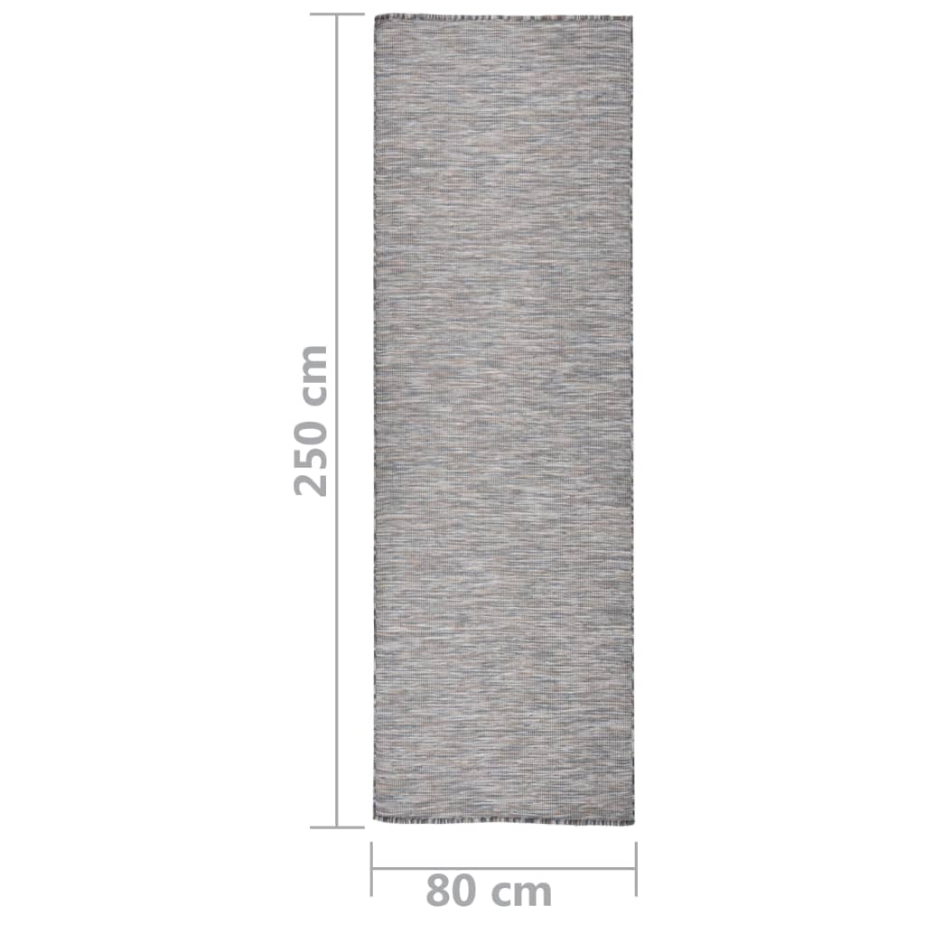 Buitenkleed Platgeweven 80 x 250 cm Bruin en blauw