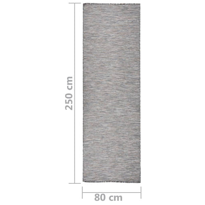 Buitenkleed Platgeweven 80 x 250 cm Bruin en blauw