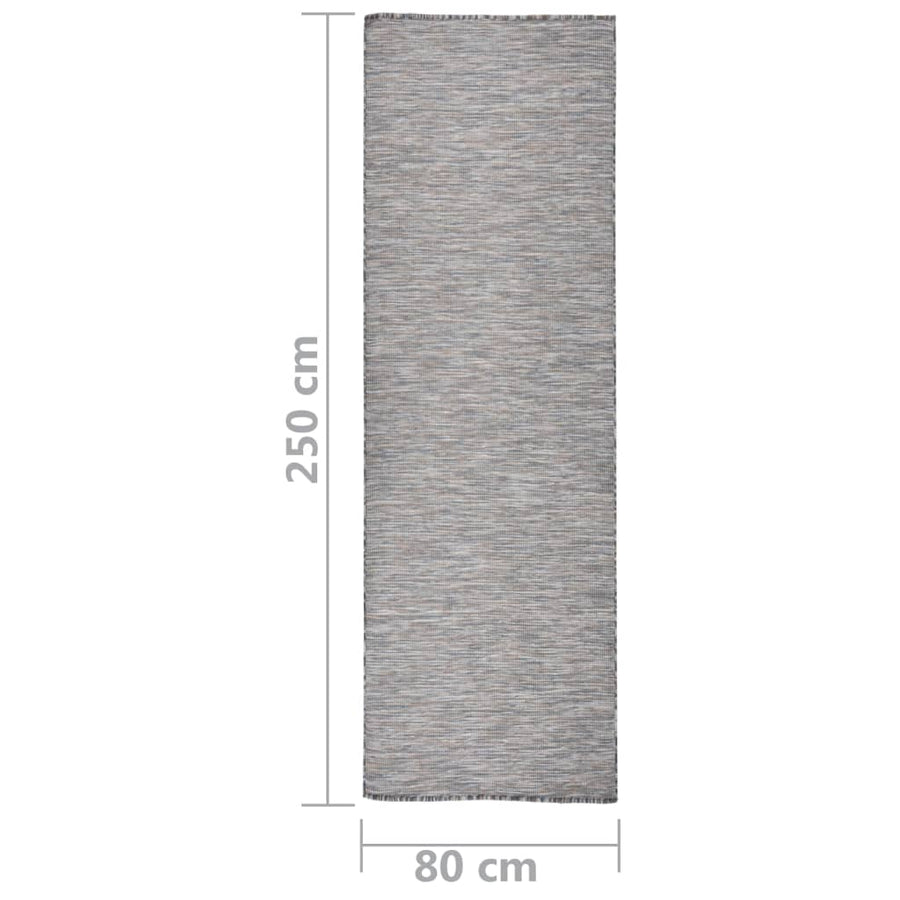 Buitenkleed Platgeweven 80 x 250 cm Bruin en blauw