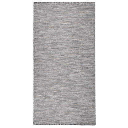 Buitenkleed platgeweven 100x200 cm bruin en blauw