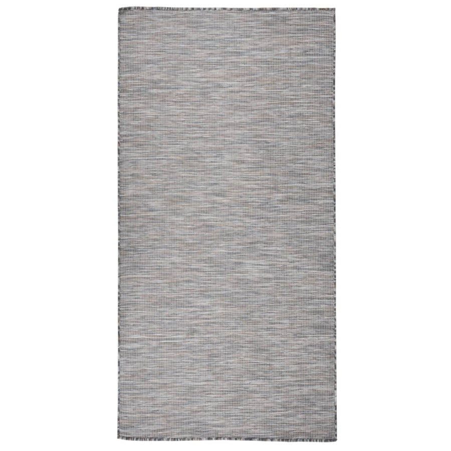 Buitenkleed platgeweven 100x200 cm bruin en blauw