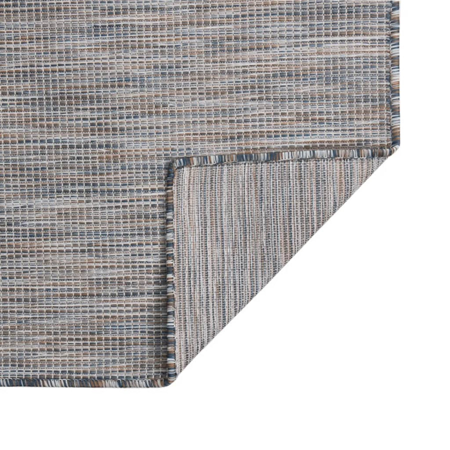 Buitenkleed platgeweven 100x200 cm bruin en blauw