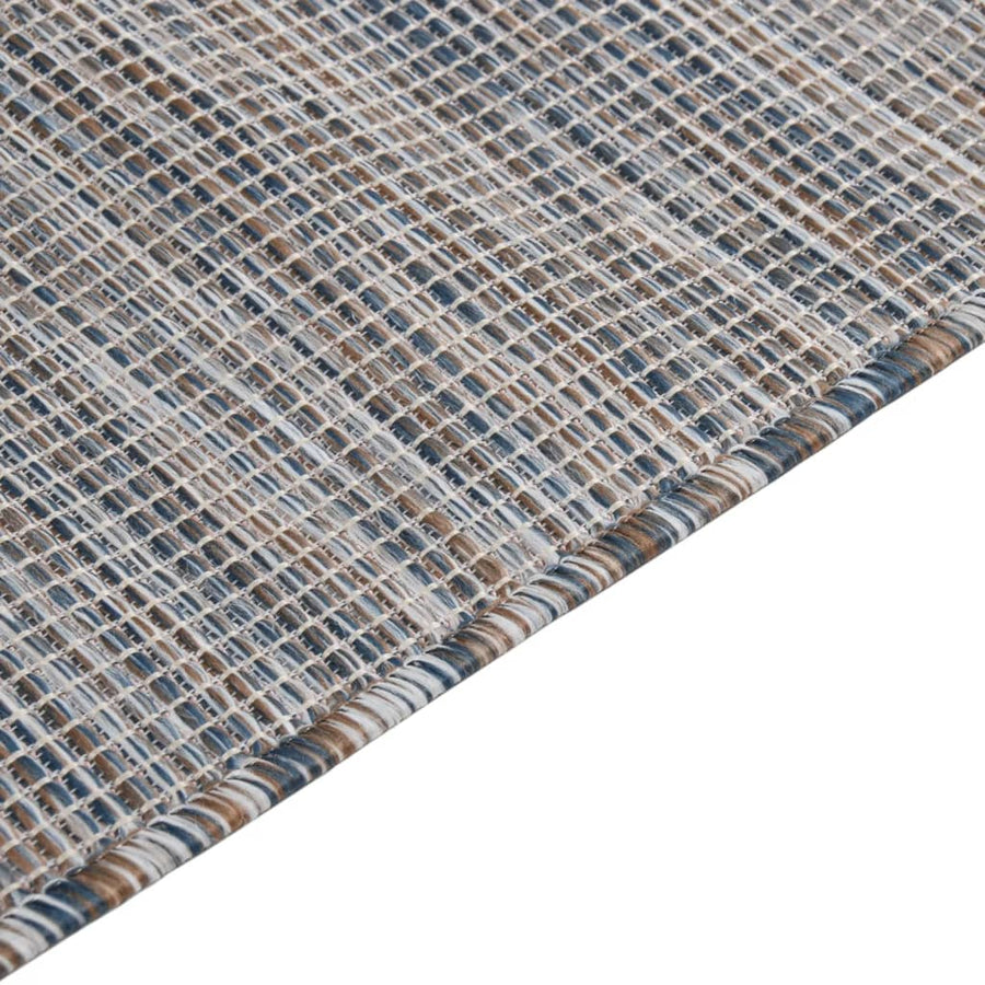 Buitenkleed platgeweven 100x200 cm bruin en blauw