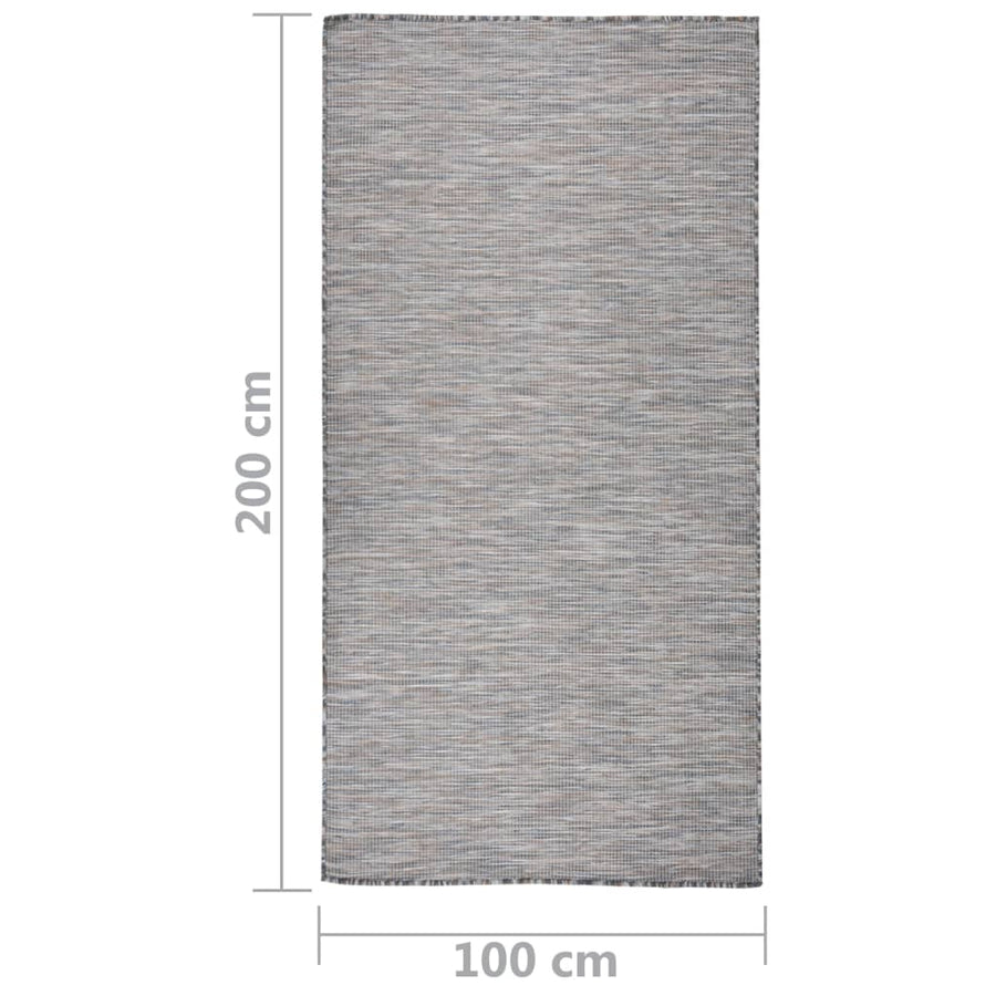 Buitenkleed platgeweven 100x200 cm bruin en blauw