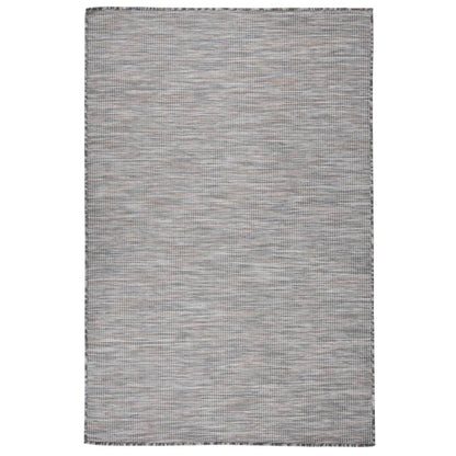 Buitenkleed Platgeweven 120 x 170 cm Bruin en blauw