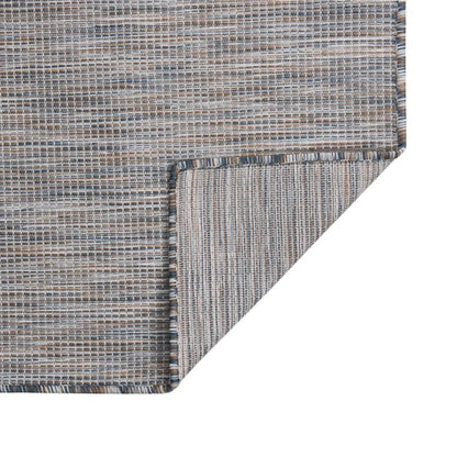 Buitenkleed Platgeweven 120 x 170 cm Bruin en blauw