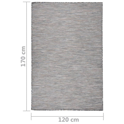 Buitenkleed Platgeweven 120 x 170 cm Bruin en blauw