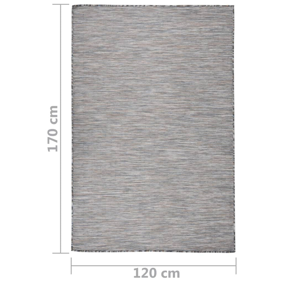 Buitenkleed Platgeweven 120 x 170 cm Bruin en blauw