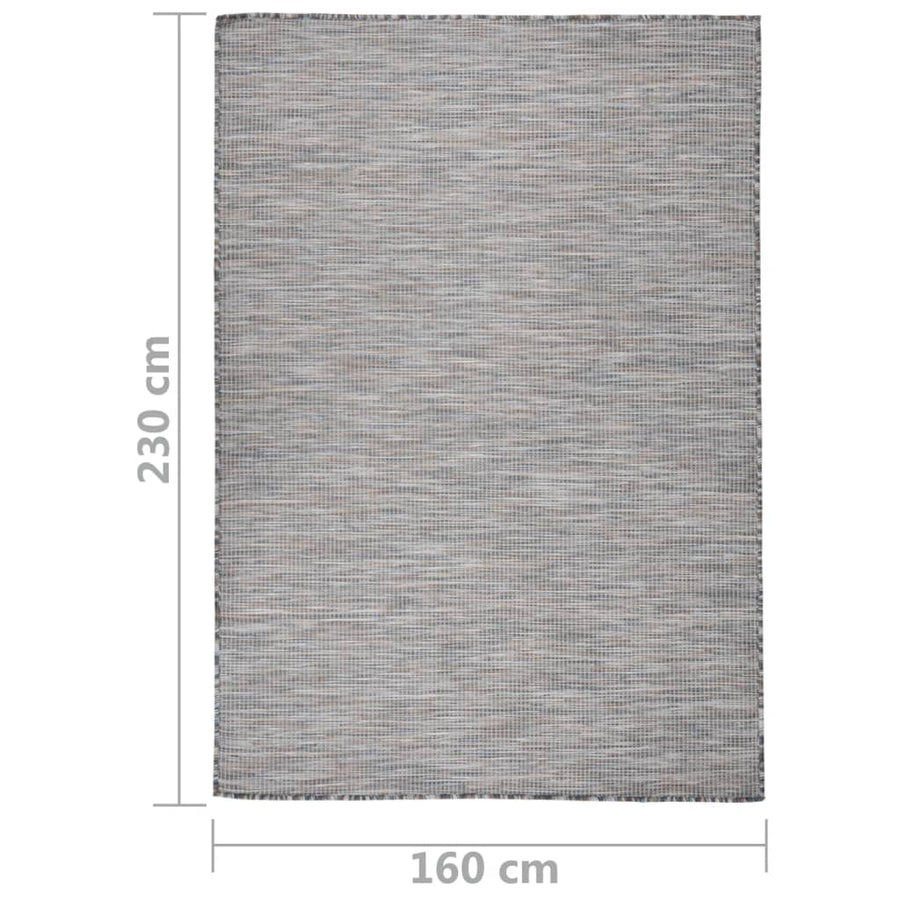 Buitenkleed Platgeweven 160 x 230 cm Bruin en blauw