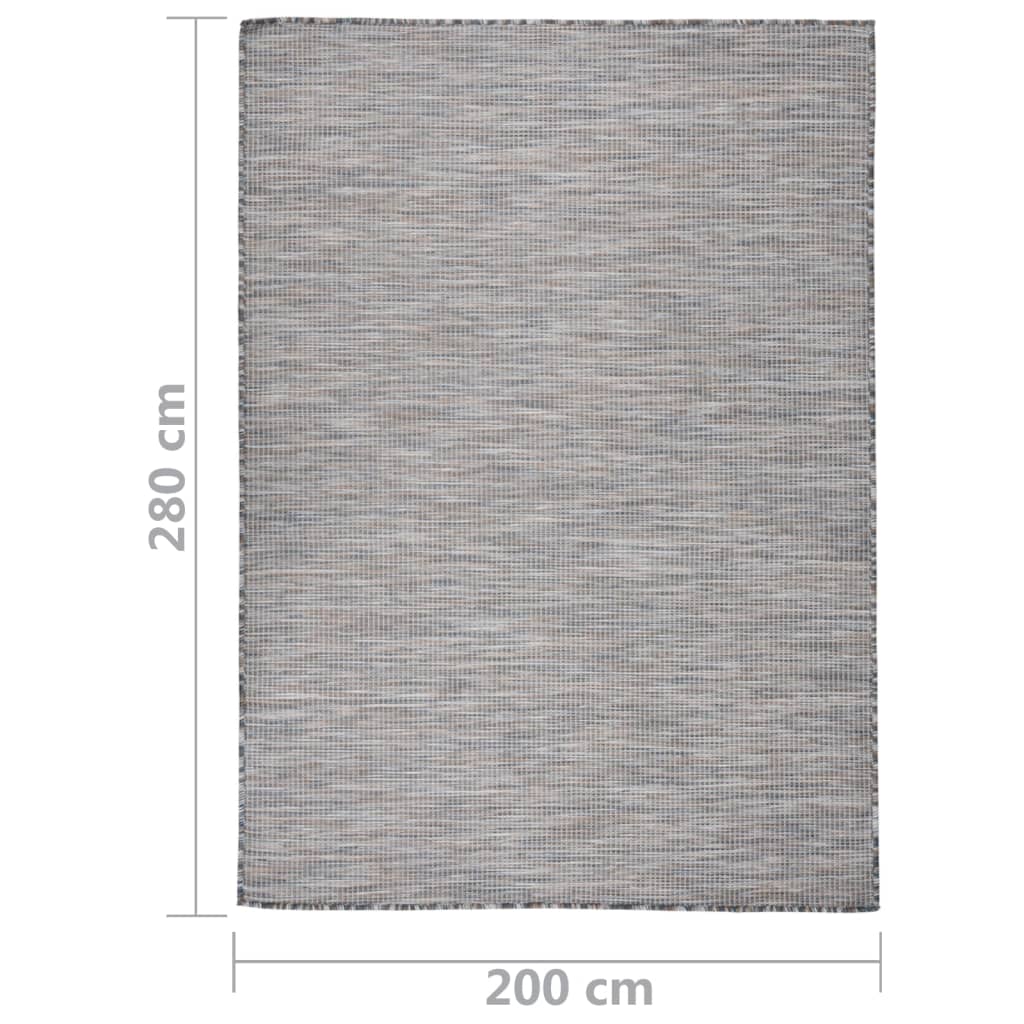 Buitenkleed Platgeweven 200 x 280 cm Bruin en blauw