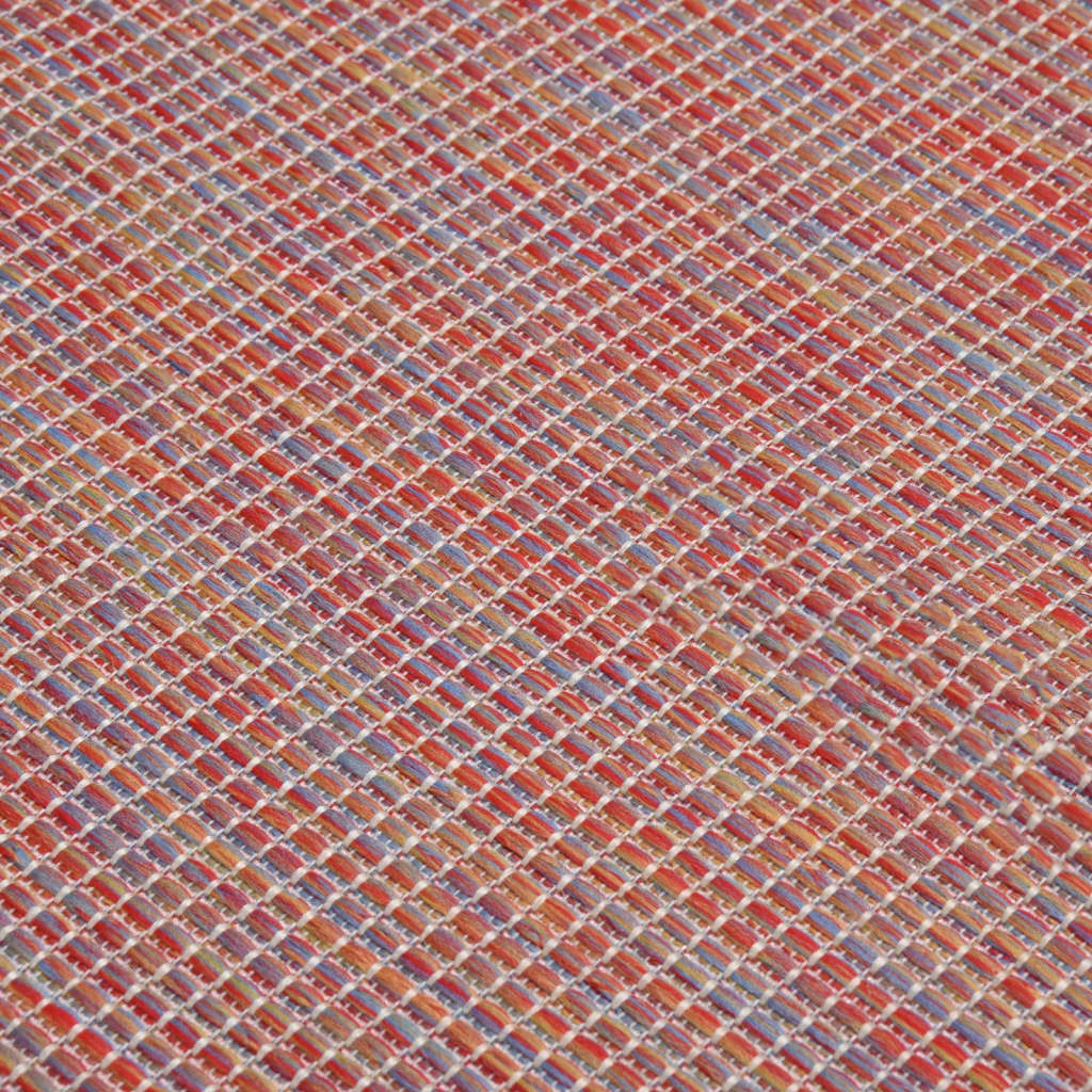 Buitenkleed platgeweven 140x200 cm rood