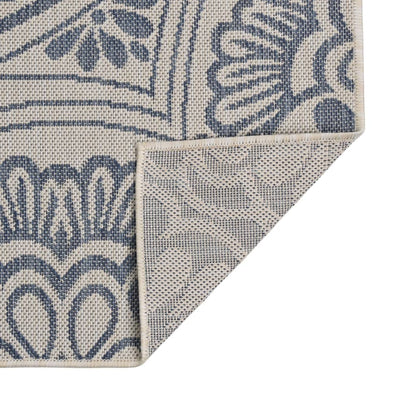 Buitenkleed Met Patroon Platgeweven 80X250 Cm Blauw 80 x 250 cm Blauw patroon