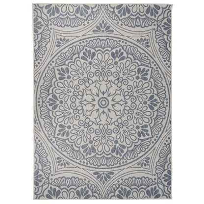 Buitenkleed Met Patroon Platgeweven 120X170 Cm Blauw 120 x 170 cm Blauw patroon