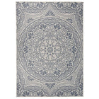 Buitenkleed 140x200 cm platgeweven blauw patroon