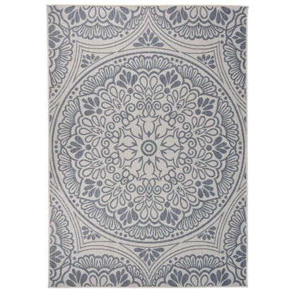 Buitenkleed Met Patroon Platgeweven 140X200 Cm Blauw 140 x 200 cm Blauw patroon