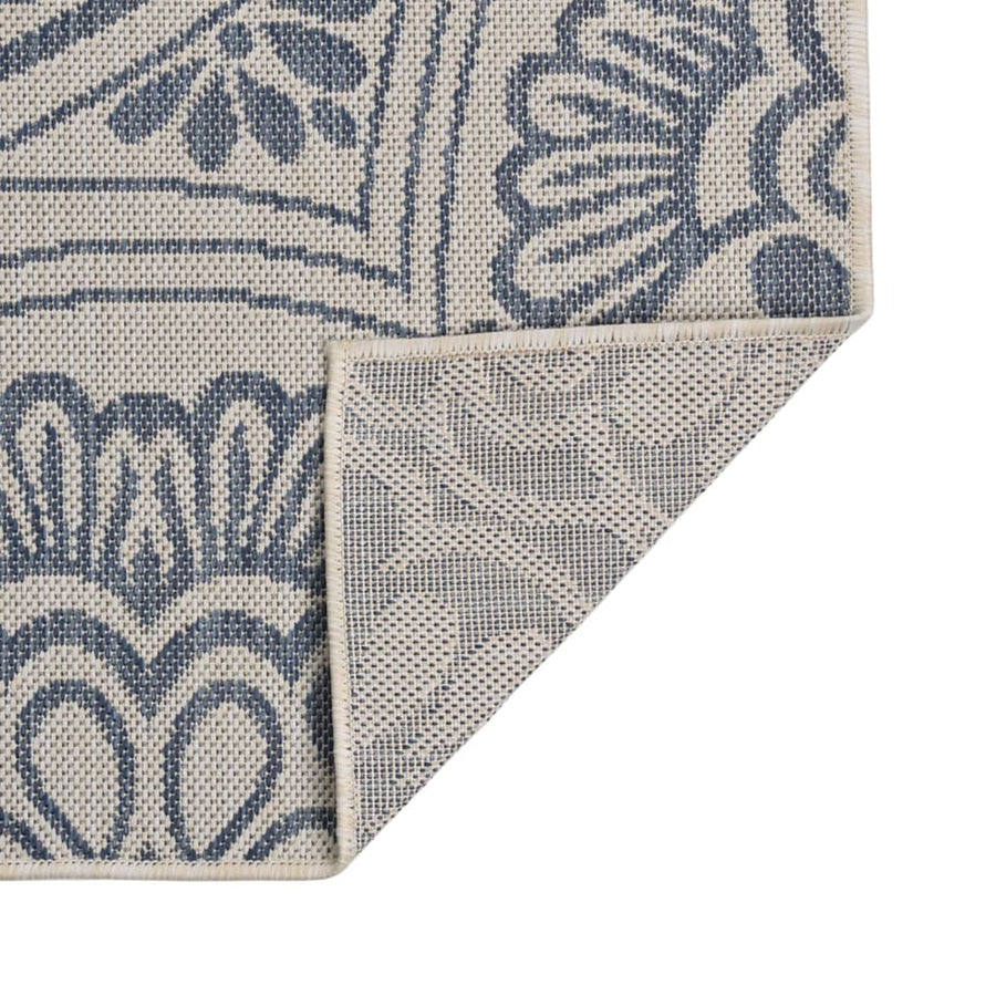 Buitenkleed Met Patroon Platgeweven 140X200 Cm Blauw 140 x 200 cm Blauw patroon