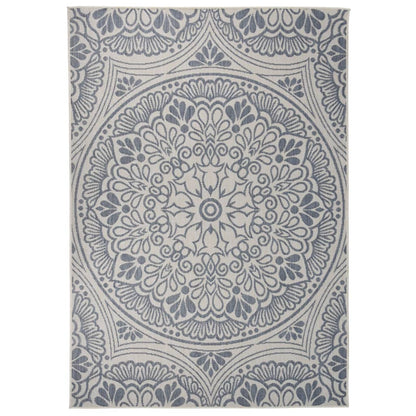 Buitenkleed Met Patroon Platgeweven 160X230 Cm Blauw 160 x 230 cm Blauw patroon