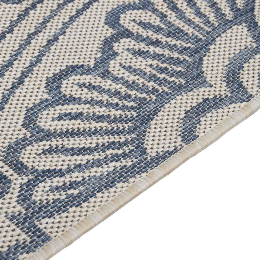 Buitenkleed Met Patroon Platgeweven 160X230 Cm Blauw 160 x 230 cm Blauw patroon