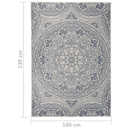 Buitenkleed Met Patroon Platgeweven 160X230 Cm Blauw 160 x 230 cm Blauw patroon