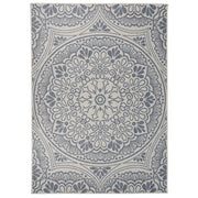 Buitenkleed 200x280 cm platgeweven blauw patroon