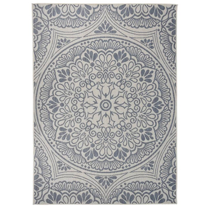 Buitenkleed Met Patroon Platgeweven 200X280 Cm Blauw 200 x 280 cm Blauw patroon