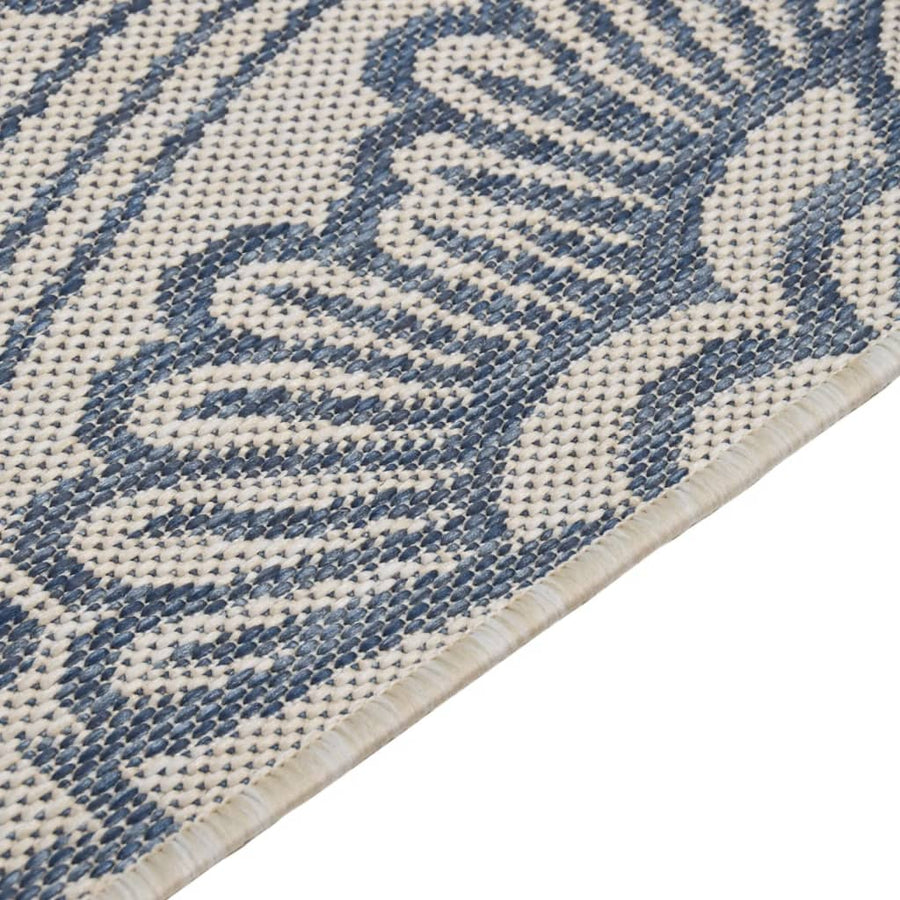 Buitenkleed Met Patroon Platgeweven 200X280 Cm Blauw 200 x 280 cm Blauw patroon