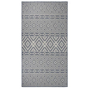 Buitenkleed 80x150 cm platgeweven blauw patroon