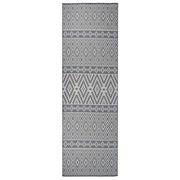 Buitenkleed 80x250 cm platgeweven blauw patroon