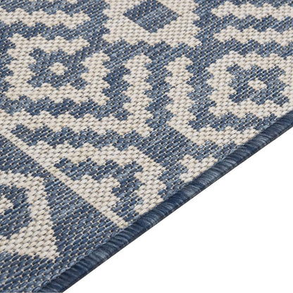 Buitenkleed Met Patroon Platgeweven 80X250 Cm Blauw 80 x 250 cm Blauwe strepen