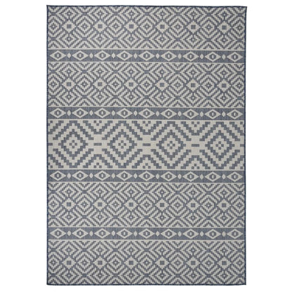 Buitenkleed Met Patroon Platgeweven Blauw 120 x 170 cm