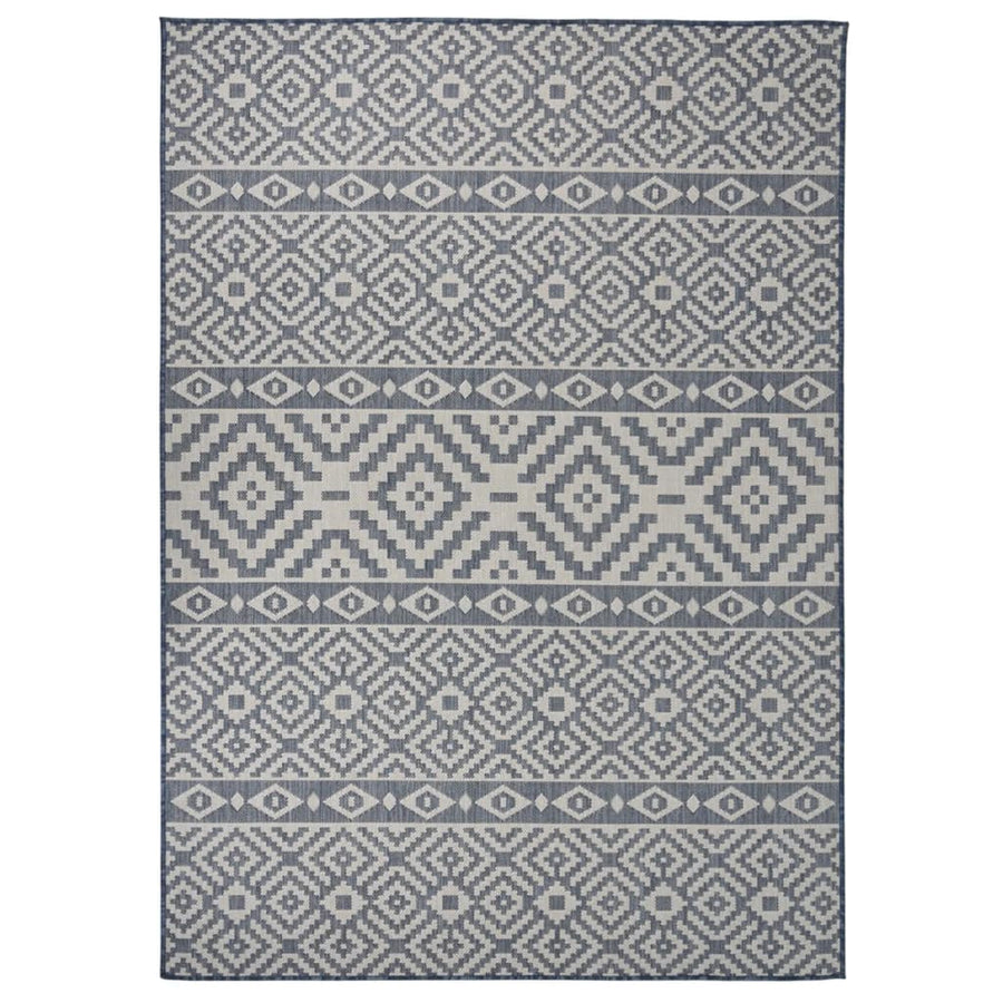 Buitenkleed Met Patroon Platgeweven Blauw 120 x 170 cm