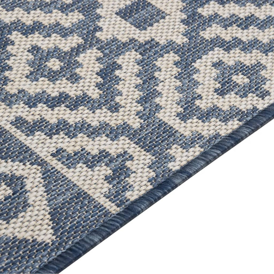 Buitenkleed Met Patroon Platgeweven Blauw 120 x 170 cm