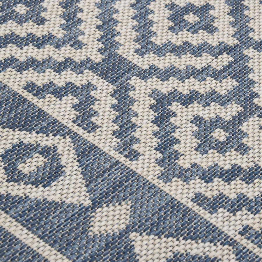 Buitenkleed Met Patroon Platgeweven Blauw 120 x 170 cm