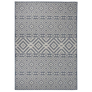 Buitenkleed platgeweven 140 x 200 cm blauw patroon