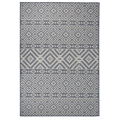 Buitenkleed Met Patroon Platgeweven Blauw 160 x 230 cm Blauwe strepen