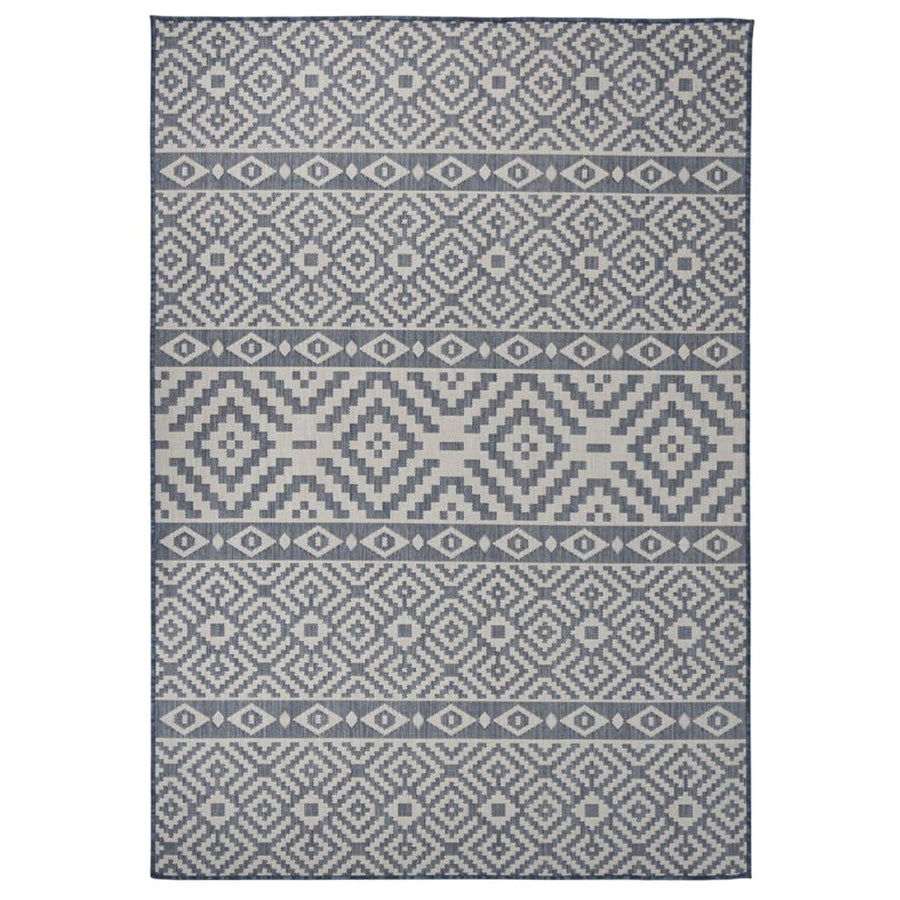 Buitenkleed Met Patroon Platgeweven Blauw 160 x 230 cm Blauwe strepen