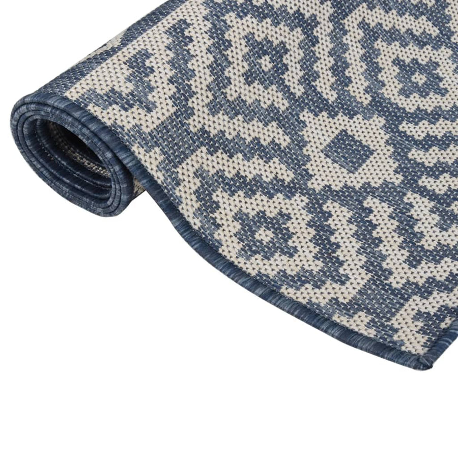 Buitenkleed Met Patroon Platgeweven Blauw 160 x 230 cm Blauwe strepen