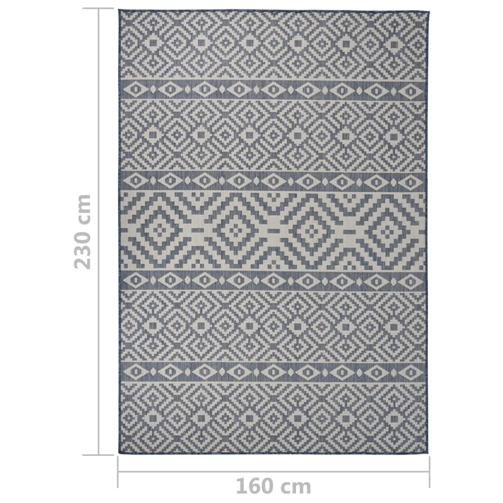 Buitenkleed Met Patroon Platgeweven Blauw 160 x 230 cm Blauwe strepen