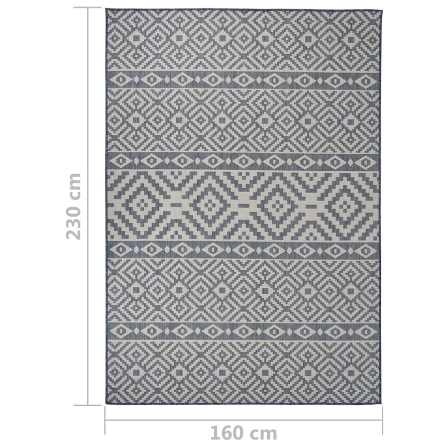 Buitenkleed Met Patroon Platgeweven Blauw 160 x 230 cm Blauwe strepen