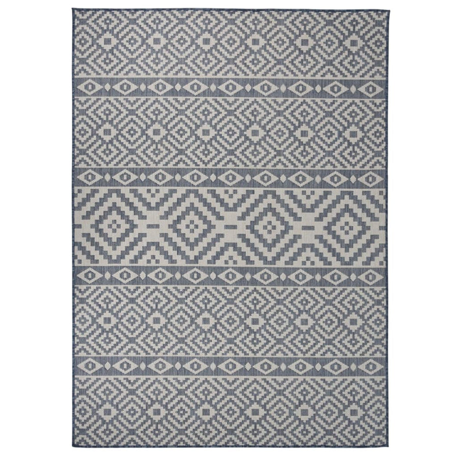 Buitenkleed Met Patroon Platgeweven Blauw 200 x 280 cm Blauwe strepen