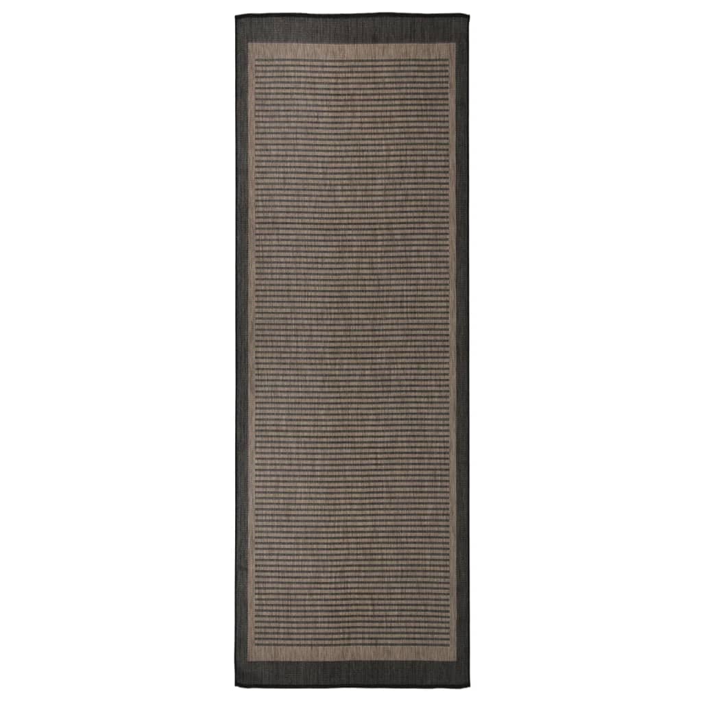 Buitenkleed platgeweven 80x250 cm donkerbruin