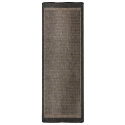 Buitenkleed platgeweven 80x250 cm donkerbruin