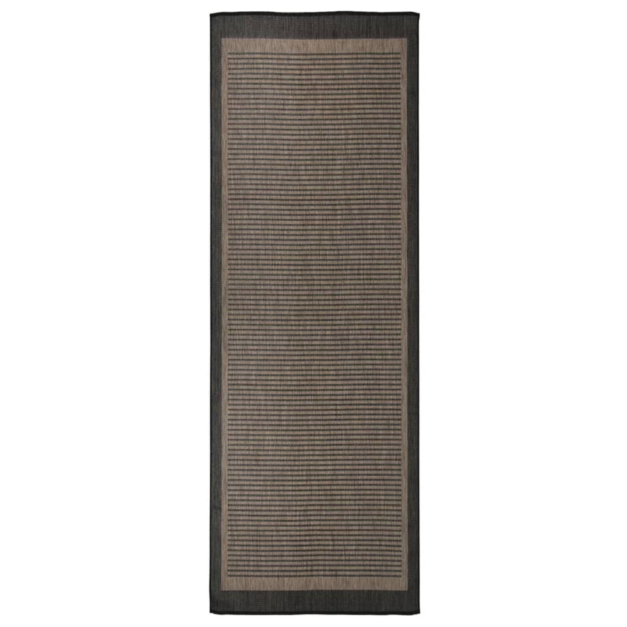 Buitenkleed platgeweven 80x250 cm donkerbruin
