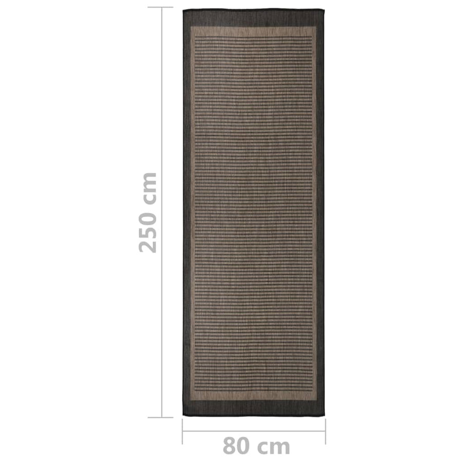 Buitenkleed platgeweven 80x250 cm donkerbruin