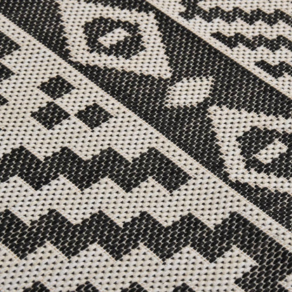 Buitenkleed Met Patroon Platgeweven 80X250 Cm Zwart 80 x 250 cm Zwarte strepen