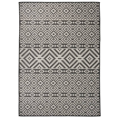Buitenkleed Met Patroon Platgeweven 120X170 Cm Zwart