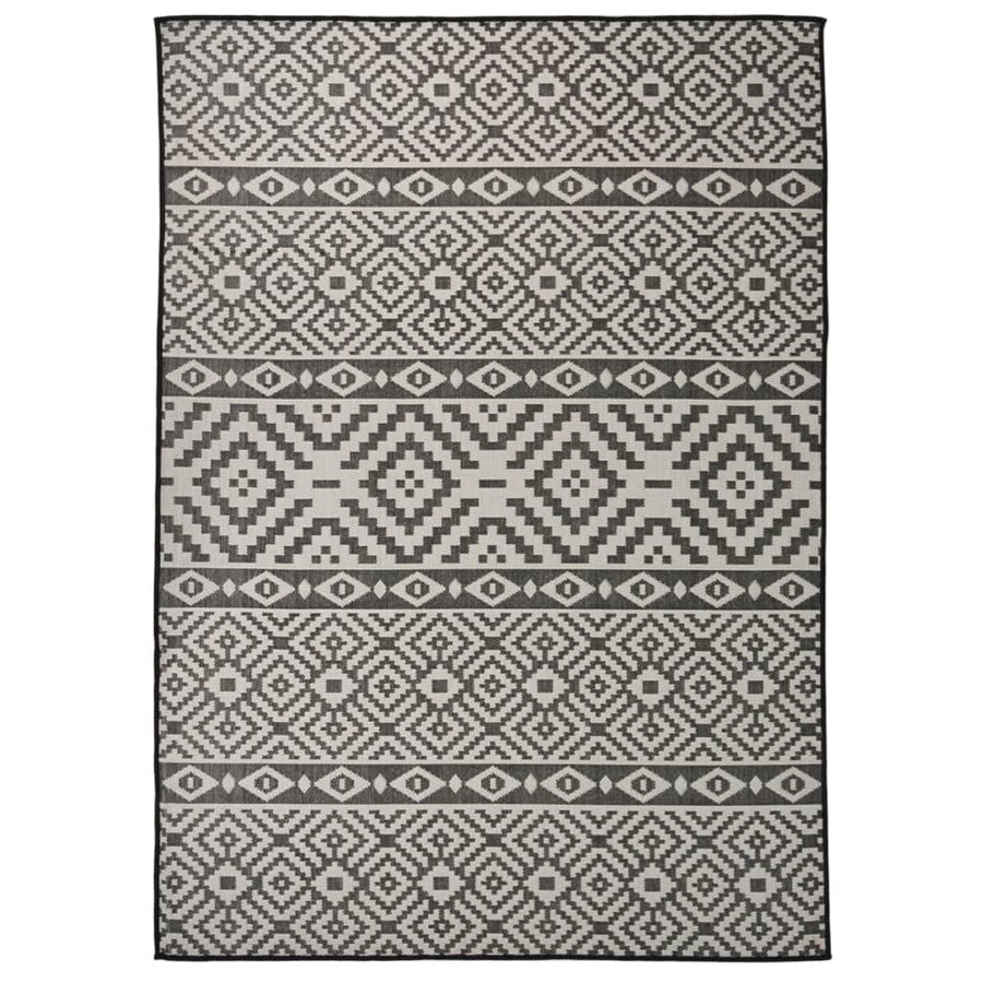 Buitenkleed Met Patroon Platgeweven 120X170 Cm Zwart